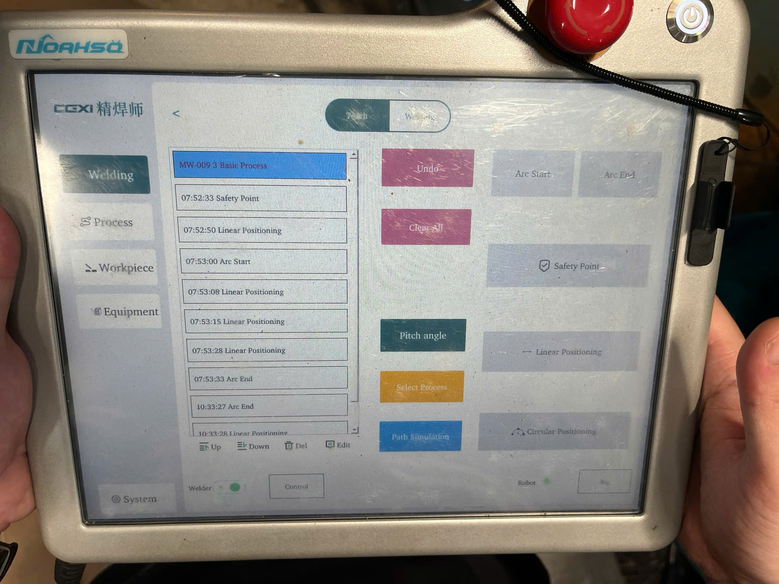 Giao diện màn hình cobot hàn 